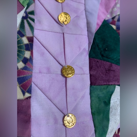 Hand Quilted Custom Wearable ART Patchwork Jacket Purple Green Stunning! Kimono - Picture 12 of 13